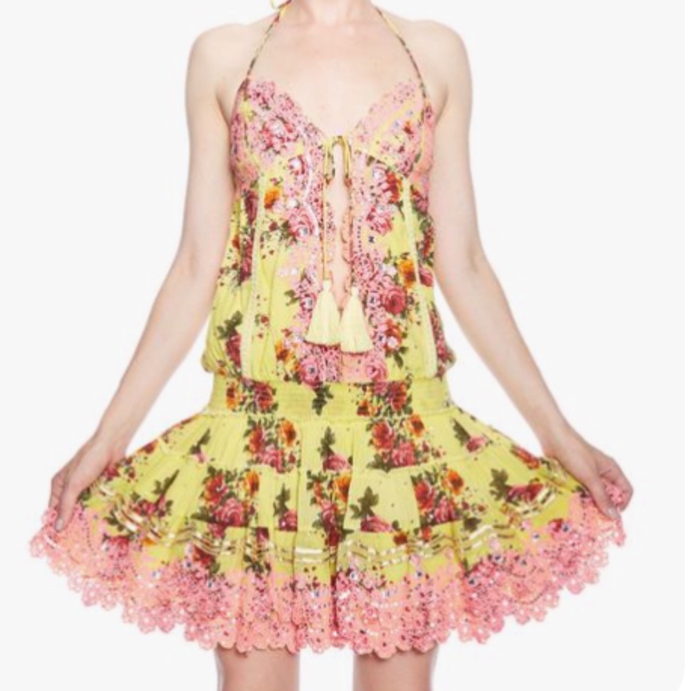 Las Noches Ibiza  Salinas  Halter Dress Yellow NWT